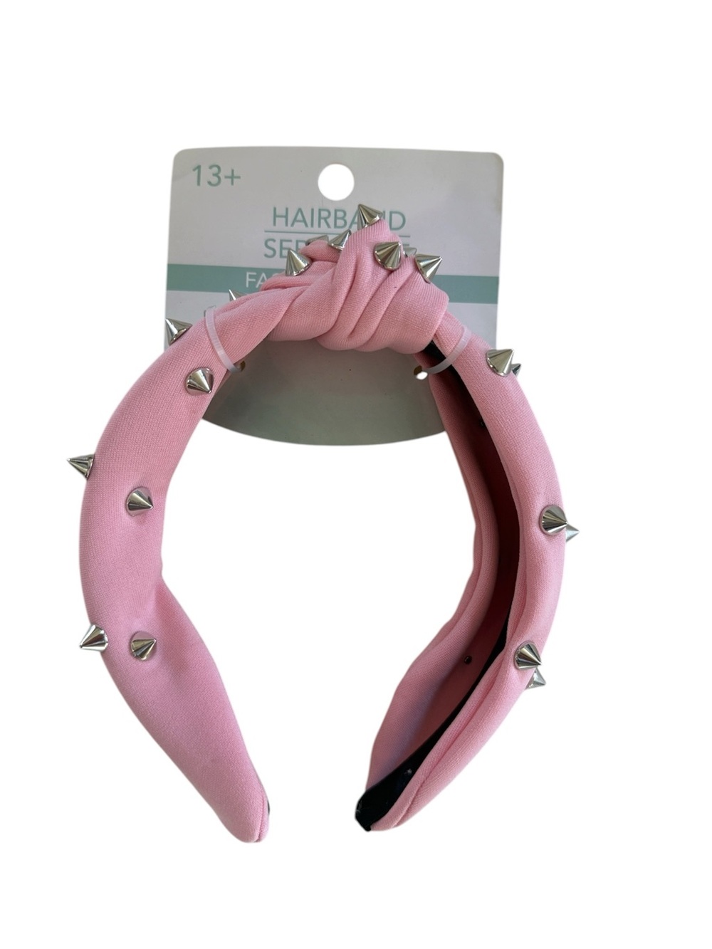Pink Spiked Knotted Headband with Silver Studs